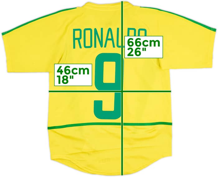 2002-04 Brazil Home Shirt Ronaldo #9 - 6/10 - (L.Boys)