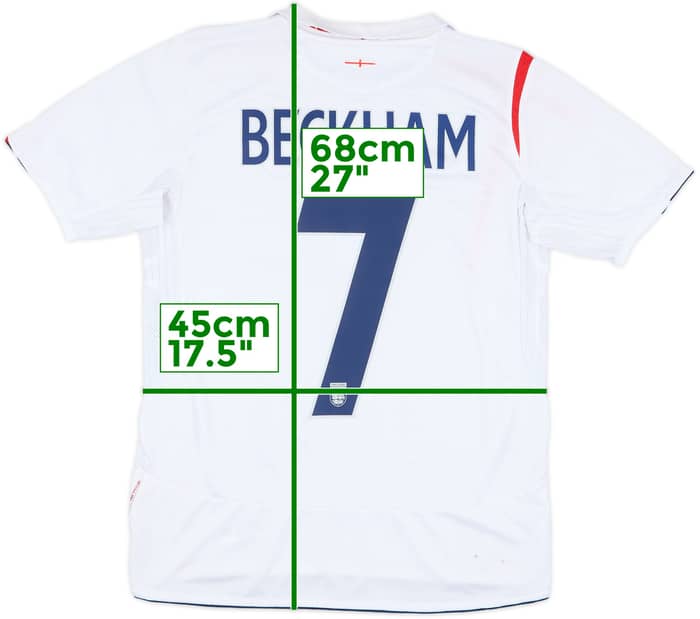 2005-07 England Home Shirt Beckham #7 - 6/10 - (XL.Boys)