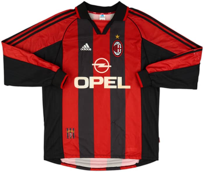 1998-00 AC Milan Home L/S Shirt Weah #9 - 5/10 - (XL)