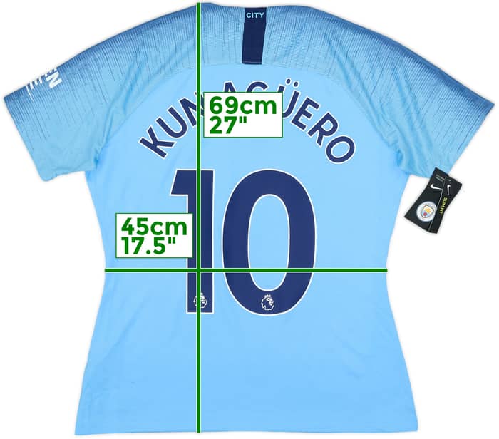 2017-18 Manchester City Home Shirt Kun Aguero #10 (Women's L)