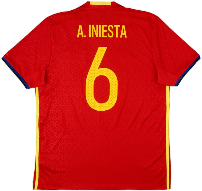 2016-17 Spain Home Shirt A. Iniesta #6 - 10/10 - (L)