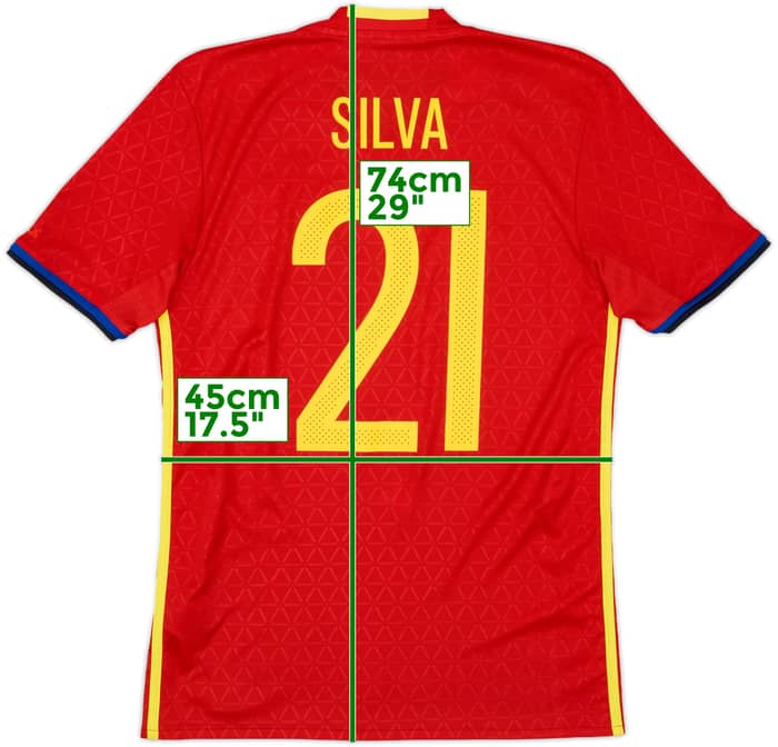 2016-17 Spain Home Shirt Silva #21 - 9/10 - (S)