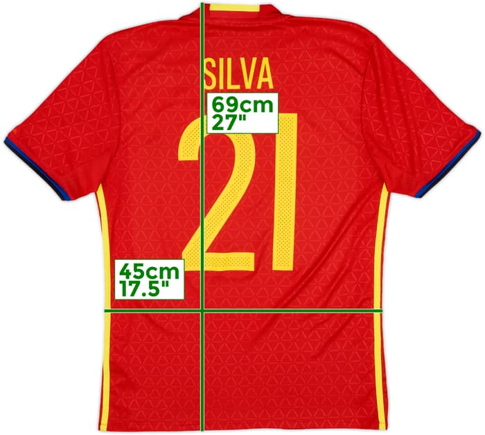 2016-17 Spain Home Shirt Silva #21 - 8/10 - (S)
