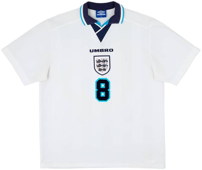 1995-97 England Home Shirt Gascgoine #8 - 8/10 - (XXL)
