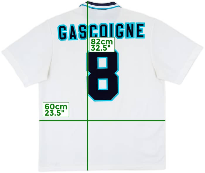 1995-97 England Home Shirt Gascgoine #8 - 8/10 - (XXL)