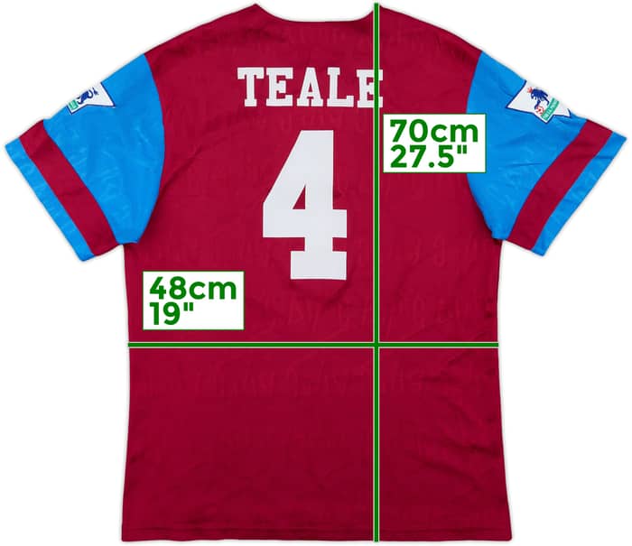 1992-93 Aston Villa Home Shirt Teale #4 - 9/10 - (M)