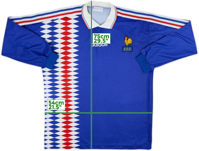 1994-96 France Home L/S Shirt - 7/10 - (L/XL)