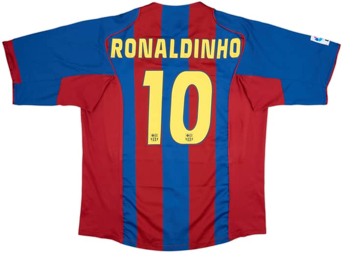 2004-05 Barcelona Home Shirt Ronaldinho #10 - 9/10 - (XXL)