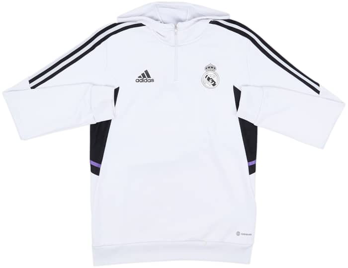2022-23 Real Madrid adidas 1/4 Zip Hooded Sweat Top - 6/10 - (M)