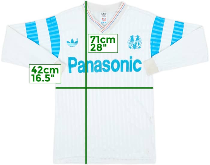 1990-91 Olympique Marseille Home L/S Shirt - 7/10 - (S)