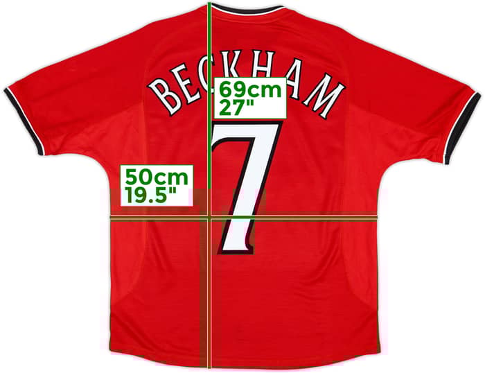 2000-02 Manchester United Home Shirt Beckham #7 - 9/10 - (Y)