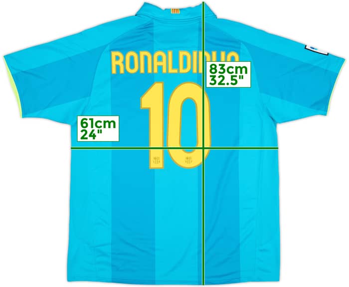 2007-09 Barcelona Camiseta Visitante Ronaldinho #10 - 8/10 - (XL)
