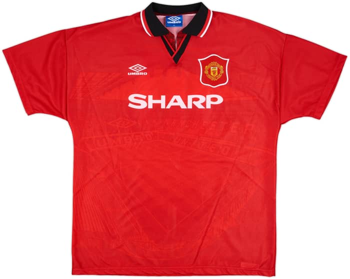 1994-96 Manchester United Signed Home Shirt Hughes #10 - 7/10 - (XL)