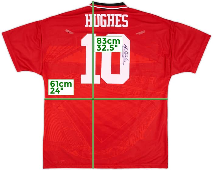 1994-96 Manchester United Signed Home Shirt Hughes #10 - 7/10 - (XL)