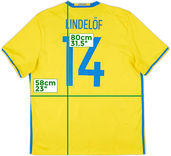 2016-17 Sweden Home Shirt Lindelof #14 - 7/10 - (XL)