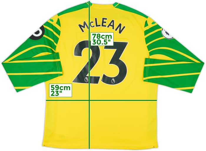 2021-22 Norwich Home L/S Shirt McLean #23 - 9/10 - (XXL)