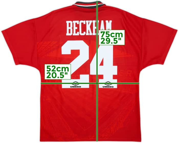 1994-96 Manchester United Home Shirt Beckham #24 - 7/10 - (M)