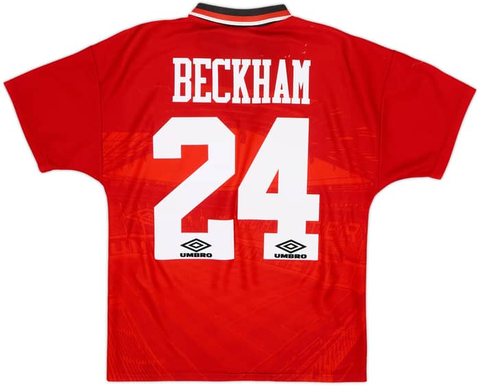 1994-96 Manchester United Home Shirt Beckham #24 - 6/10 - (Y)