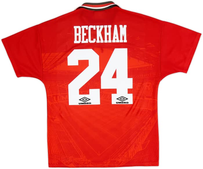 1994-96 Manchester United Home Shirt Beckham #24 - 9/10 - (M)