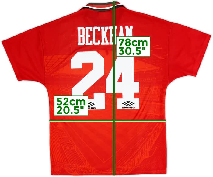 1994-96 Manchester United Home Shirt Beckham #24 - 9/10 - (M)