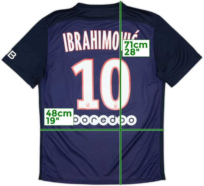 2015-16 Paris Saint-Germain Home Shirt Ibrahimovic #10 - 8/10 - (M)
