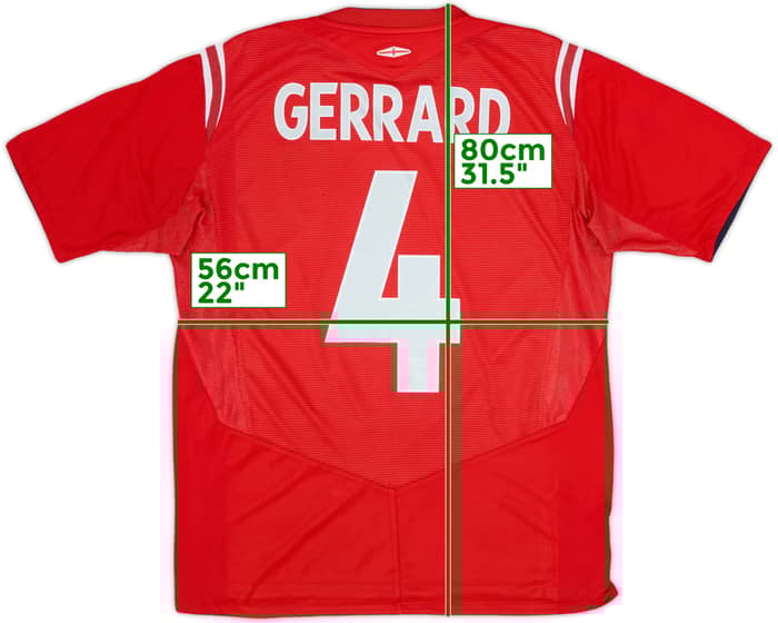 2004-06 England Away Shirt Gerrard #4 - 5/10 - (M)