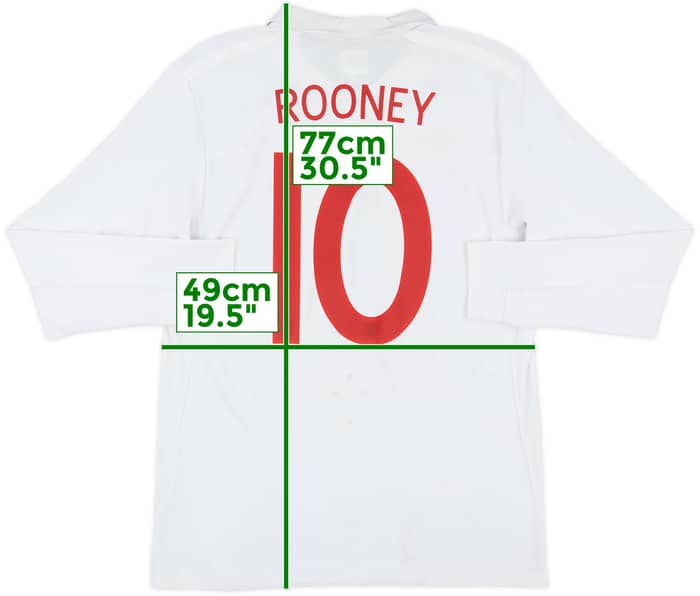 2009-10 England Home L/S Shirt Rooney #10 - 6/10 - (M)