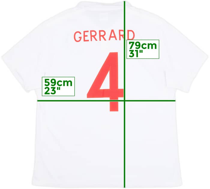 2009-10 England Home Shirt Gerrard #4 - 8/10 - (XL)