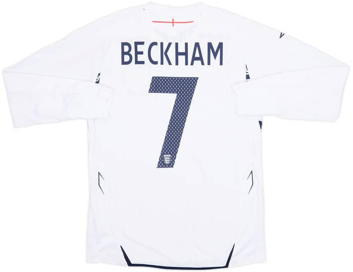 2007-09 England Home L/S Shirt Beckham #7 - 6/10 - (S)