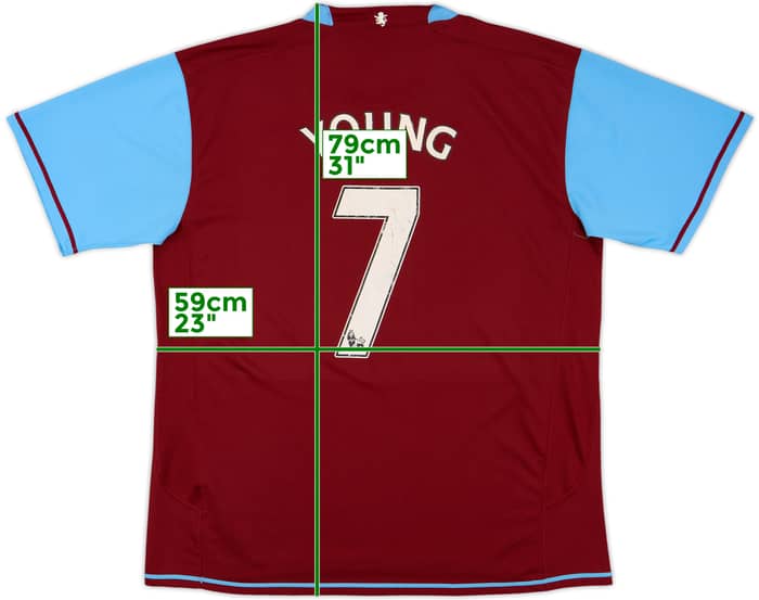 2007-08 Aston Villa Home Shirt Young #7 - 5/10 - (XL)