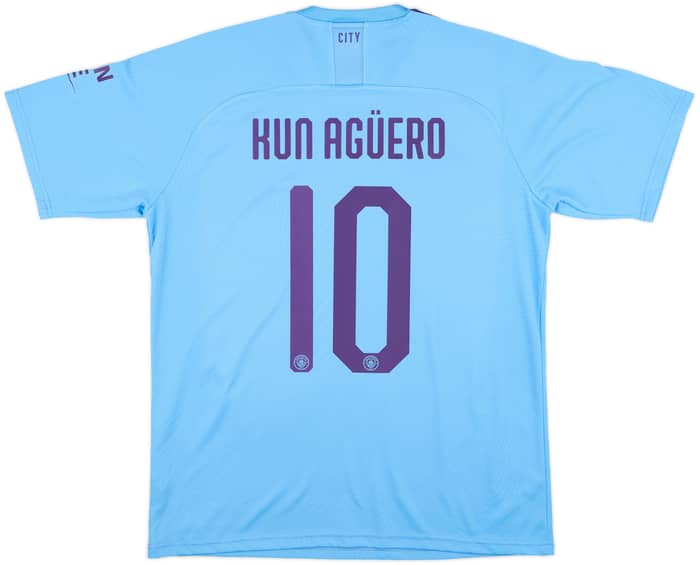 2019-20 Manchester City Home Shirt Kun Aguero #10 - 9/10 - (L)