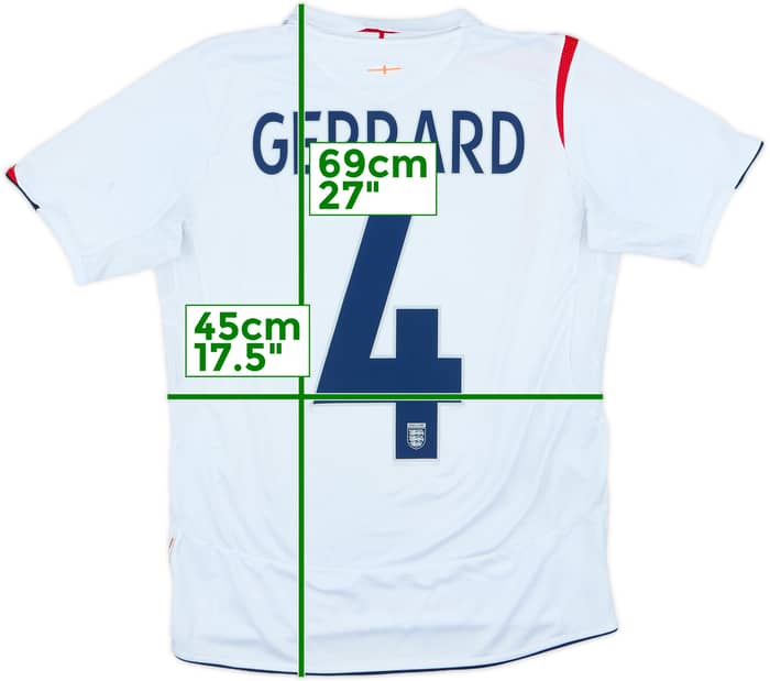 2005-07 England Home Shirt Gerrard #4 - 7/10 - (XL.Boys)