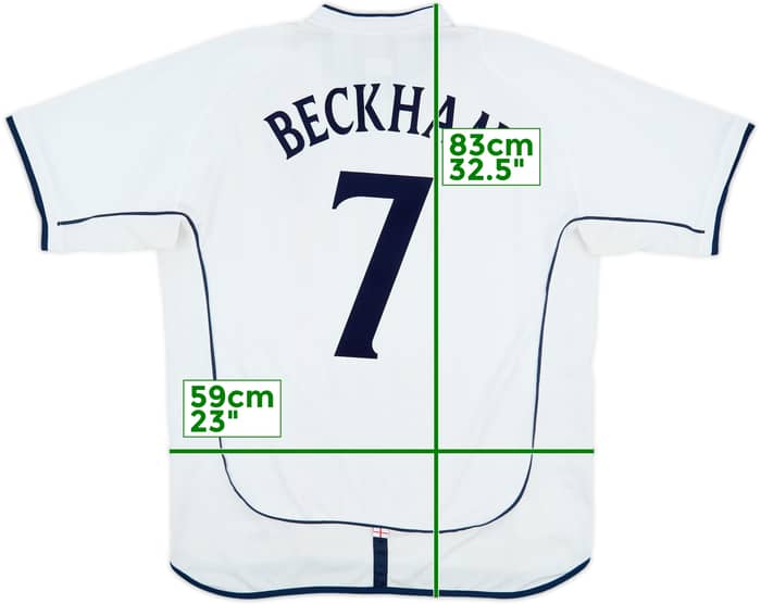2001-03 England Home Shirt Beckham #7 - 6/10 - (XL)