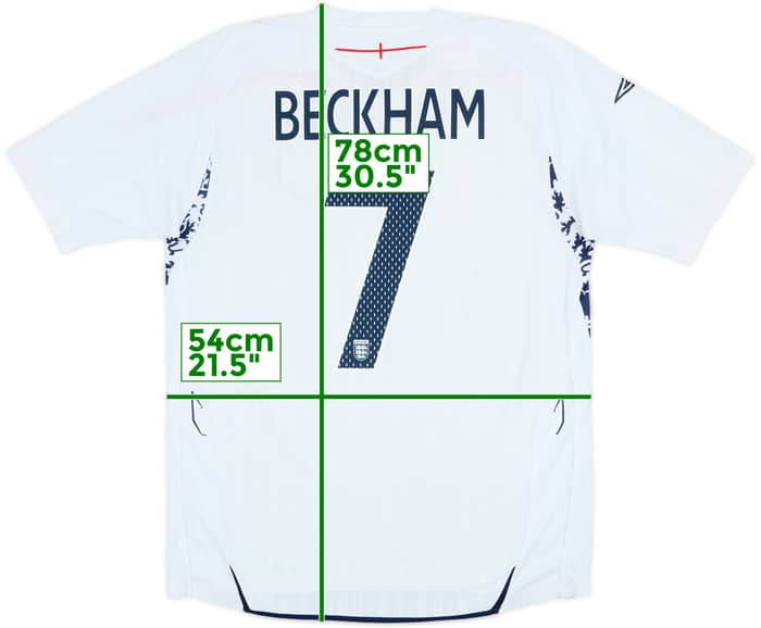 2007-09 England Home Shirt Beckham #7 - 5/10 - (L)