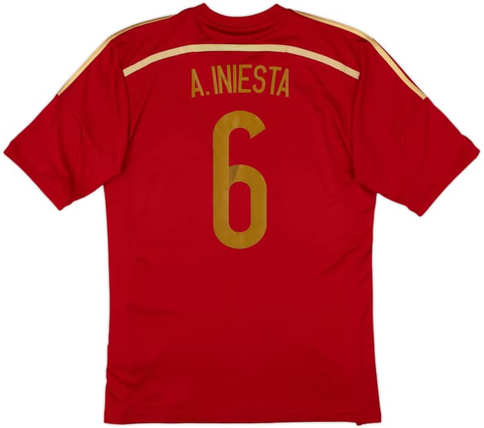 2013-15 Spain Home Shirt A.Iniesta #6 - 8/10 - (M)