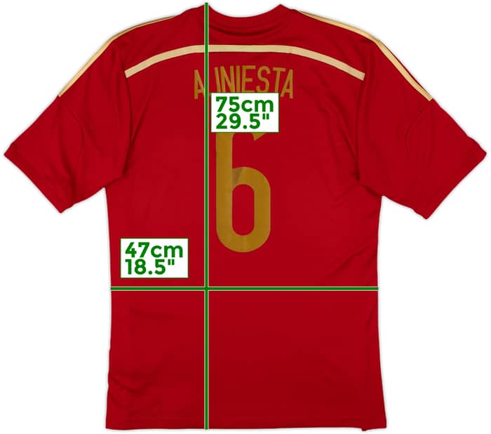 2013-15 Spain Home Shirt A.Iniesta #6 - 8/10 - (M)