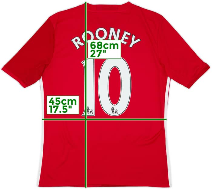 2016-17 Manchester United Home Shirt Rooney #10 - 9/10 - (XL.Boys)