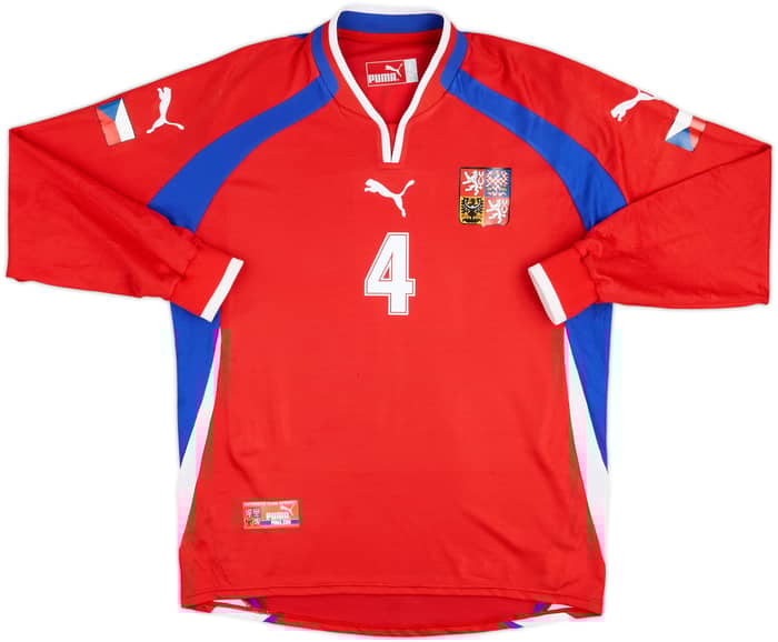 2000-02 Czech Republic Home L/S Shirt Nedved #4 - 8/10 - (L)