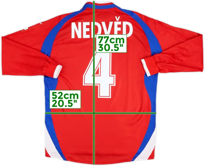 2000-02 Czech Republic Home L/S Shirt Nedved #4 - 8/10 - (L)