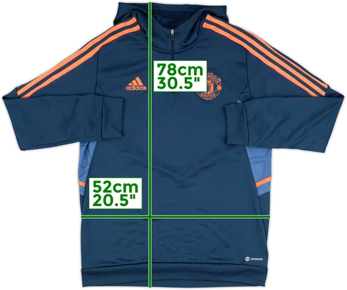 2022-23 Manchester United adidas 1/4 Zip Hooded Top - 8/10 - (L)