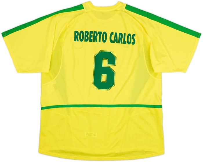 2002-04 Brazil Home Shirt Roberto Carlos #6 - 8/10 - (L)
