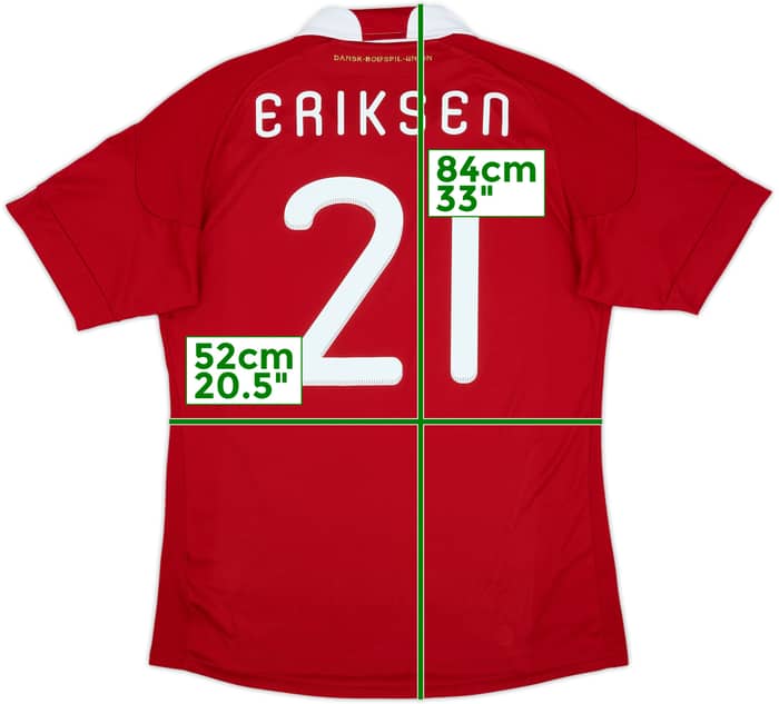 2010-11 Denmark Home Shirt Eriksen #21 - 8/10 - (L)