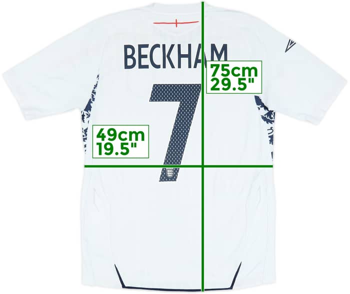 2007-09 England Home Shirt Beckham #7 - 5/10 - (M)