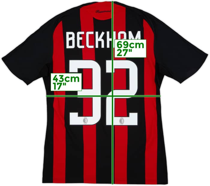 2008-09 AC Milan Home Shirt Beckham #32 - 7/10 - (S)