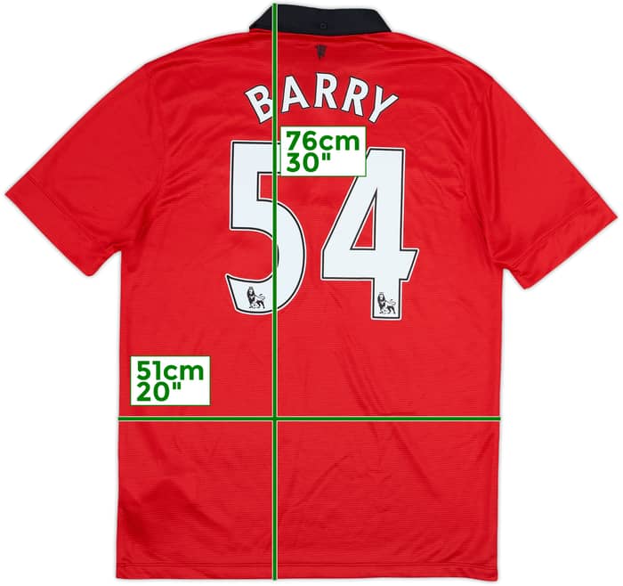 2013-14 Manchester United Home Shirt Barry #54 - 8/10 - (M)