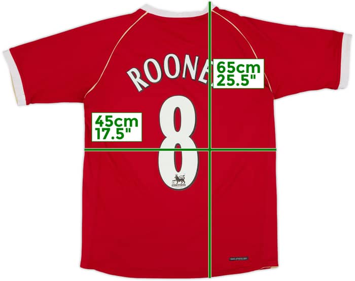 2006-07 Manchester United Home Shirt Rooney #8 - 9/10 - (XL.Boys)