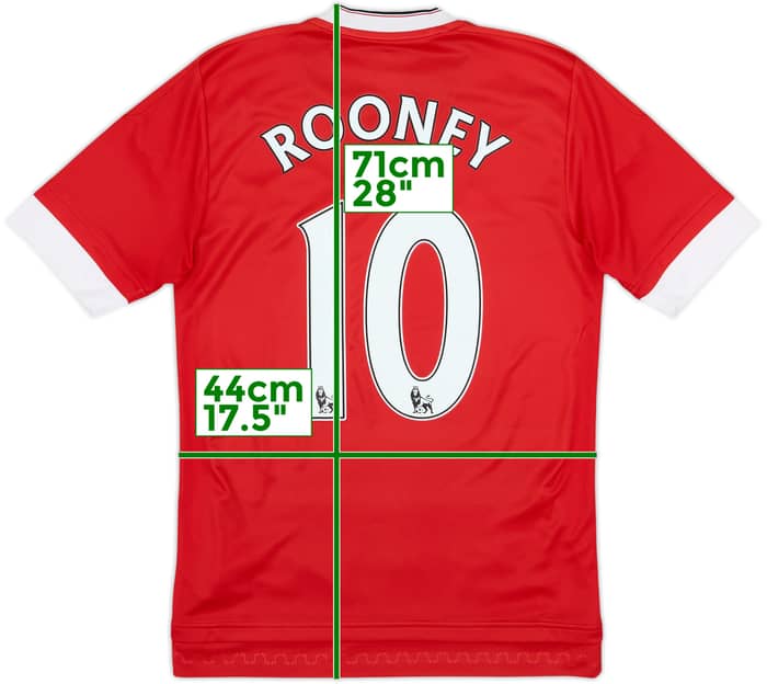 2015-16 Manchester United Home Shirt Rooney #10 - 7/10 - (XS)