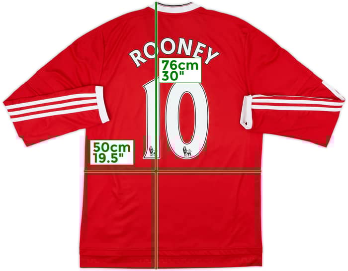 2015-16 Manchester United Home L/S Shirt Rooney #10 - 10/10 - (M)