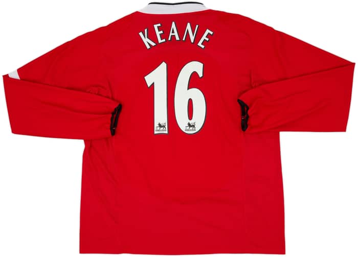2004-06 Manchester United Home L/S Shirt Keane #16 - 8/10 - (XXL)