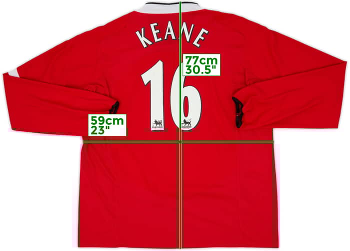2004-06 Manchester United Home L/S Shirt Keane #16 - 8/10 - (XXL)
